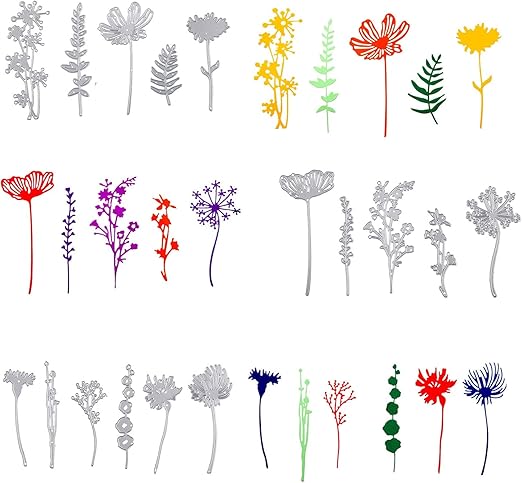4 Stück Blumen Stanzschablonen Aus Metall - 3D Prägeschablonen Für Stanzmaschinen