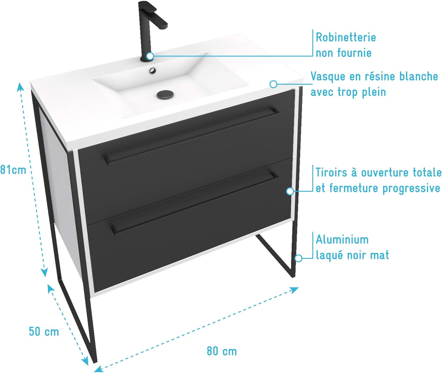 Structura P021 PACM021 Bathroom Cabinet Black/White
