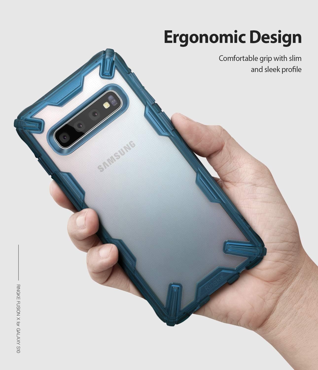 Ringke Fusion-X Compatible with Galaxy S10 Case (6.1"), Clear Back Heavy Duty Shockproof TPU Rugged Bumper Phone Cover - Space Blue