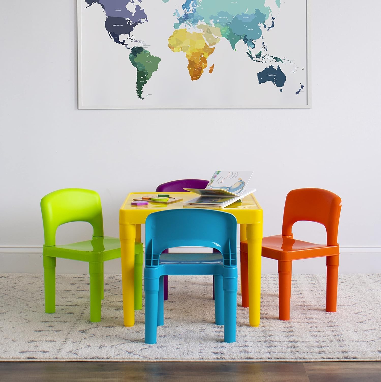 Homesmiths Kids Table and 4 Chair Set, Yellow Table with Chairs - Sturdy Toddler Activity for Playtime, Arts, Crafts, Reading, and More - 5-Piece Children’s Furniture for 3-7 Years 2