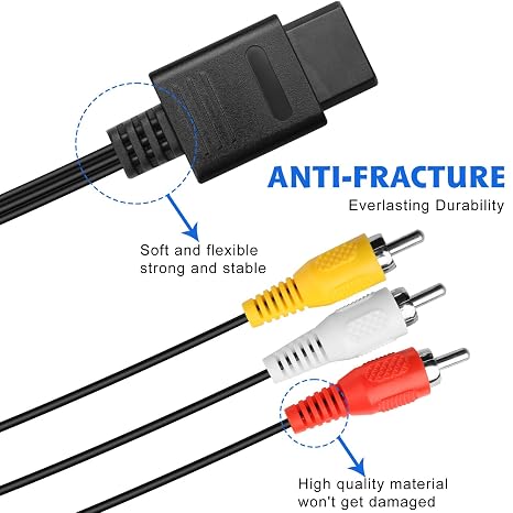 Herfair N64 Video Cable Gamecube AV Cord 6FT Plug & Play Original Quality