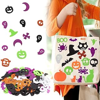Halloween Glitter Foam Stickers, Halloween Foam Stickers 100 PCS Halloween Foam Stickers Self Adhesive Foam Stickers Craft Stickers for Halloween Party Arts and Crafts Decoration.