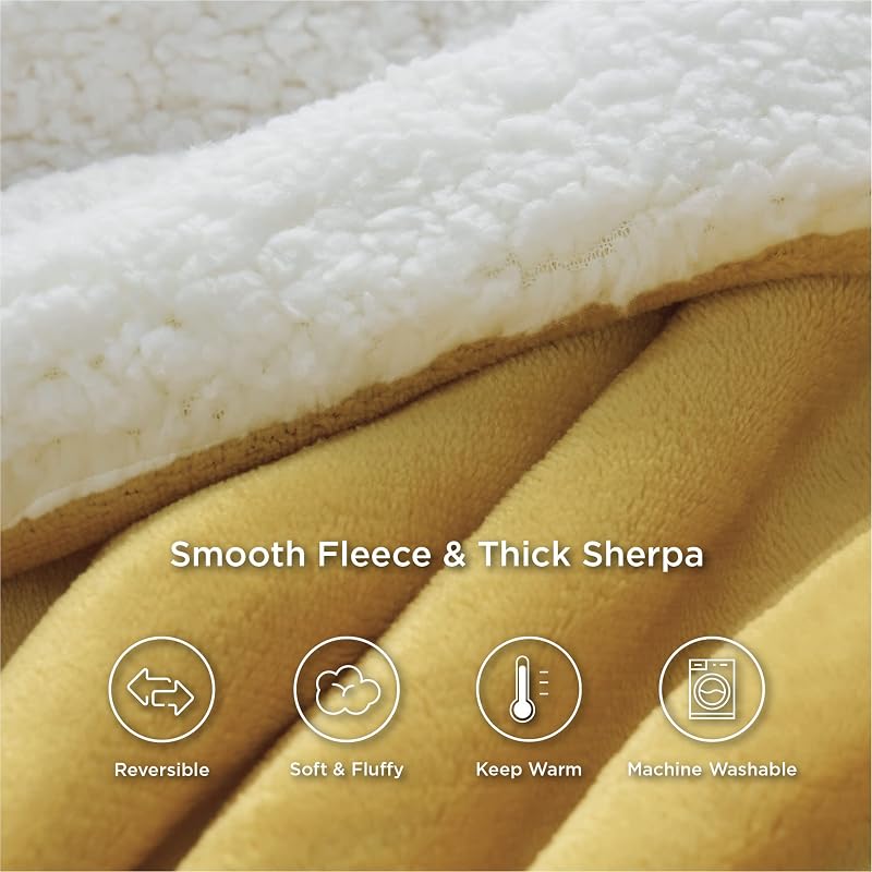 Bedsure Sherpa Kétoldalas Takaró, Extra Puha Flanel Pléd Kanapéra és Ágyra
