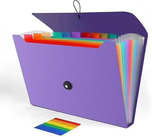 Organizador de archivos de acordeón, carpeta de archivos expandible para clasificar documentos y papeles, organizador de almacenamiento de archivos