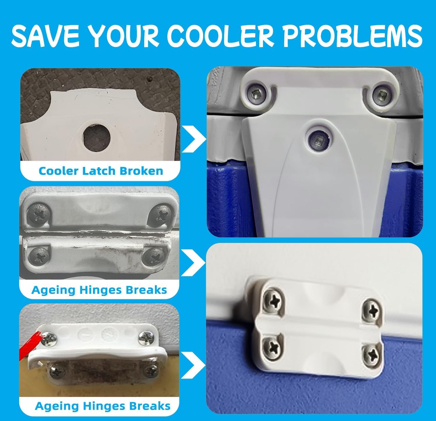 Cooler Latch Posts and Screws for Igloo,Reefer Latch Parts for Igloo 50-165 Qt Refrigerators,Replacement High Strength Reefer Latch for Igloo Refrigerators, Part #24013
