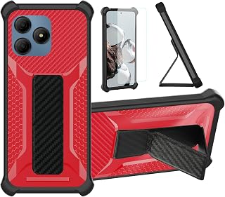 Case Compatible for Aspera Buzz Phone Case Stand Cover [with Tempered Glass Screen Protector] Hybrid Case [Folding Support Magnetic] [Frosted anti-fingerprint] Red