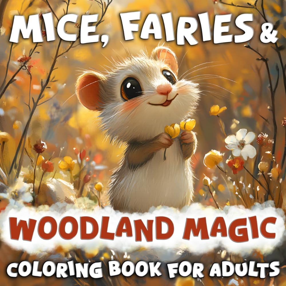 Mice, Fairies & Woodland Magic Coloring Book for Adults: Enchanted Forest Spring: Cute Animals, Tiny Witches, Fairies, and Magical Fishing – A Delightful Coloring Adventure