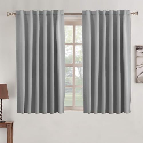 Turquoize Blackout Curtains Thermal Insulated Window Treatment Panels Rod Pocket Window Panels for Small Windows Thermal Insulated Back Tab Curtains, 52inch x 45inch, Dove, 2 Panels