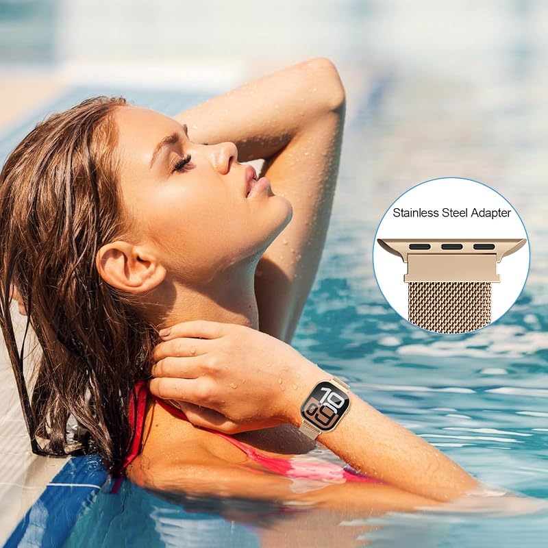 Hexasider Mágneses Szíj Védőtokkal Apple Watch 38-49mm Órához - Rozsdamentes Acél Milánói Pánt iWatch Series 3-11, SE, Ultra Modellekhez