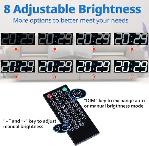 Miniatura 2 de Goetland Reloj de pared digital de gran tamaño de 18 pulgadas LED moderno pantalla grande temperatura multifuncional control remoto 4 dígitos