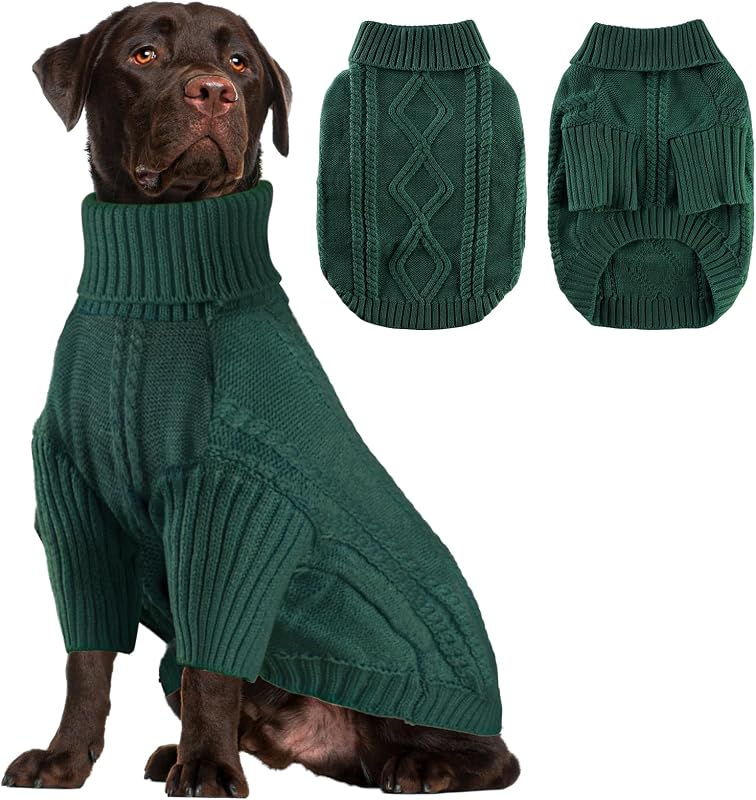 Suéter de tricô com gola alta para cães de grande porte BAOBICUTE – Dog Sweater 0614