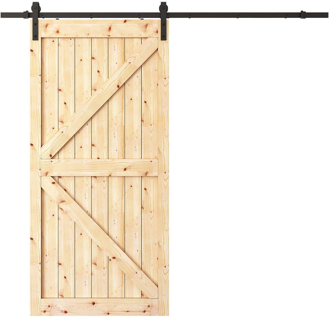 TCBunny 8FT Sliding Barn Door Hardware Kit Black Antique Smooth and Quiet Steel Track Set