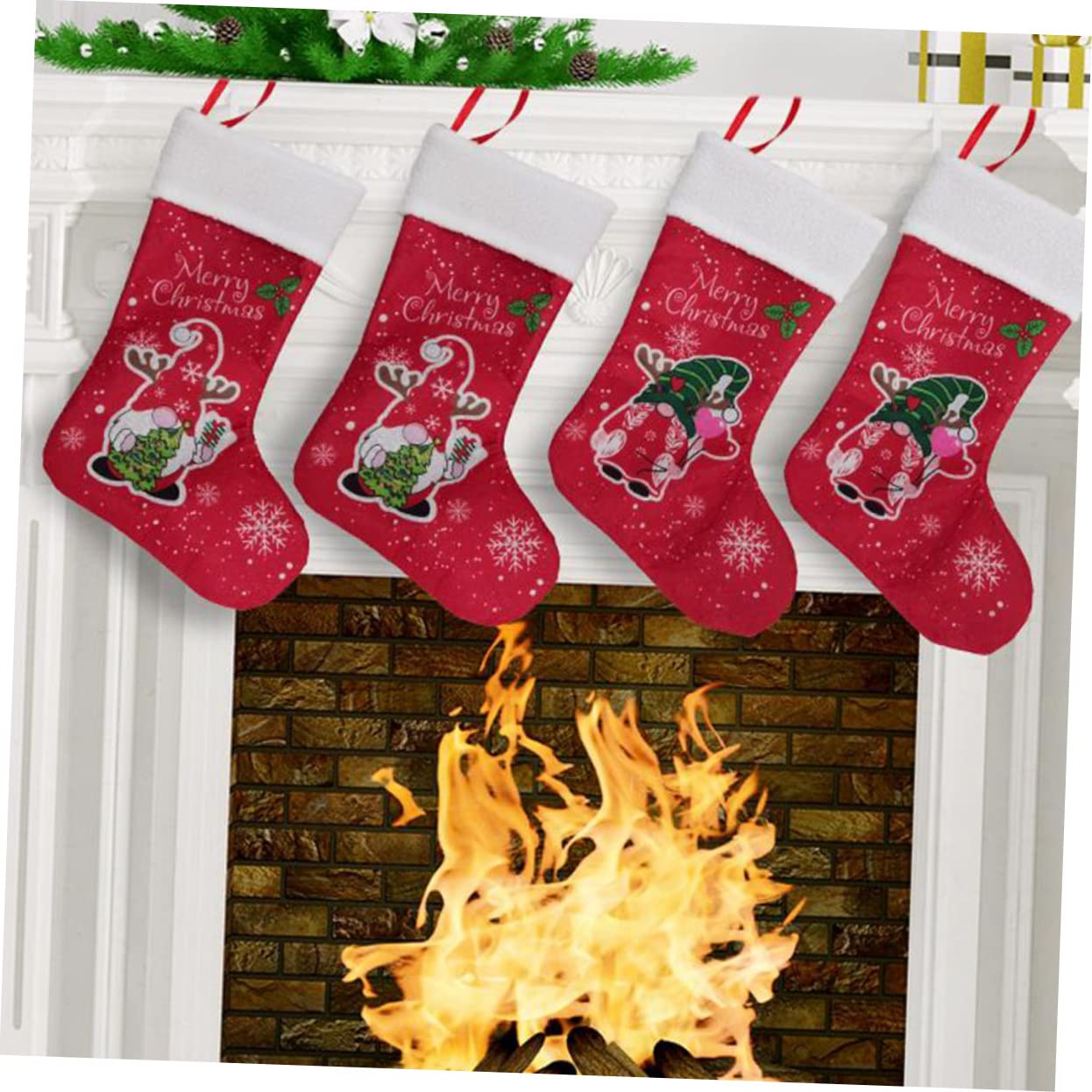 Cabilock 6 Set Sacchetto Calza Di Natale Peluche Decorazione Uomo Calza Natale Personalizzata Decorazioni Natalizie Per Albero Ciondolo Calzino Vecchio Senza Volto Rosso 2 Pezzi * 6