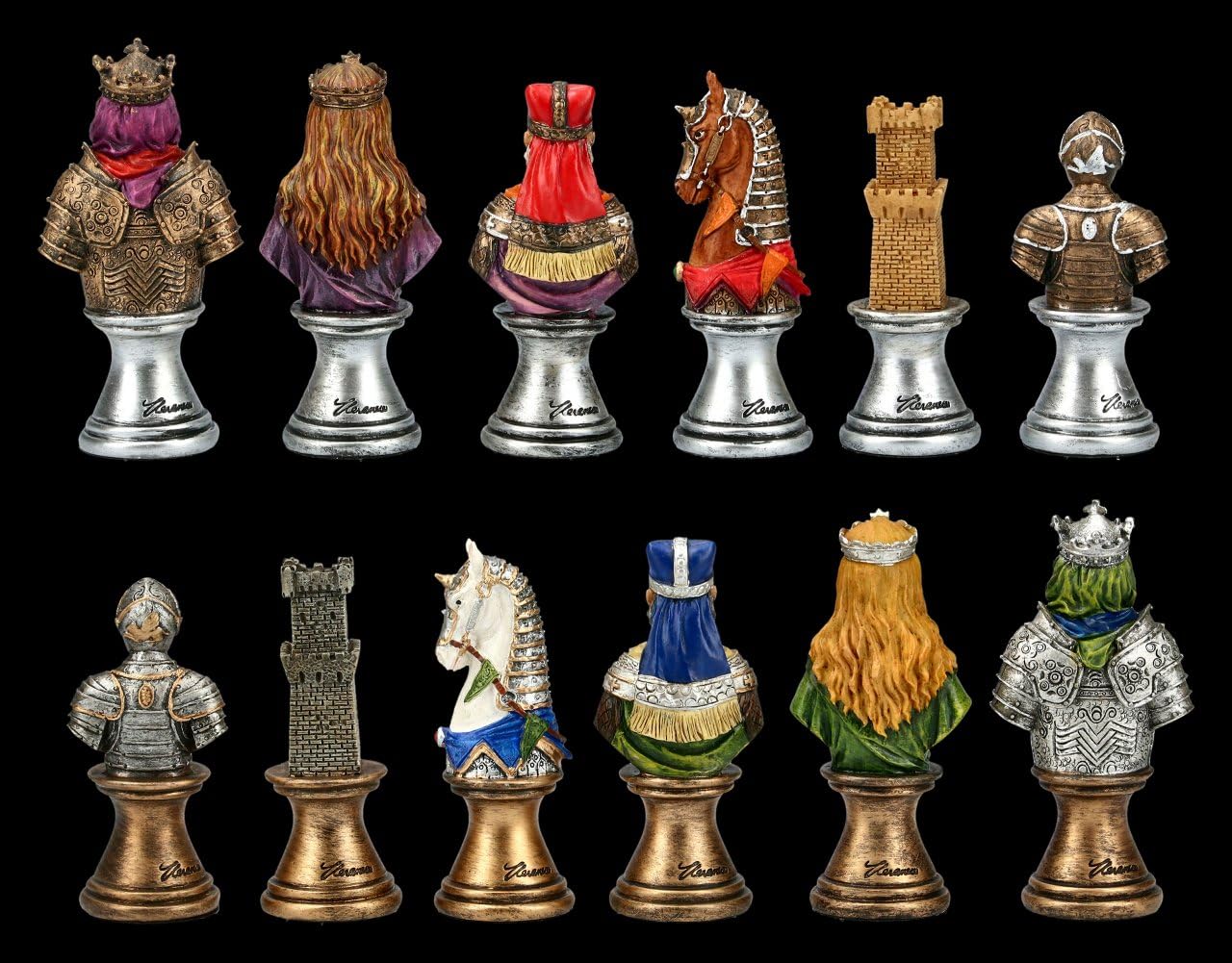 Veronese - Figuras de ajedrez medieval (32 figuras de hasta 7 cm de altura)