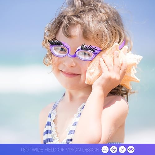 Miniatura 5 de Konohan 2 gafas de natación para niños, pestañas de natación, antideslizantes, para niñas, anti niebla, UV, para extensiones de pestañas
