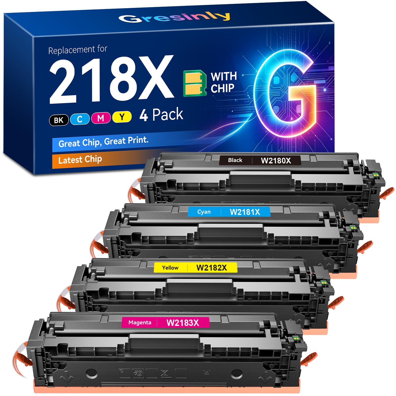 GRESINLY Compatible 218X Toner Cartridge 4Pack For Hp 218x W2180x | Compatible for HP Col…
