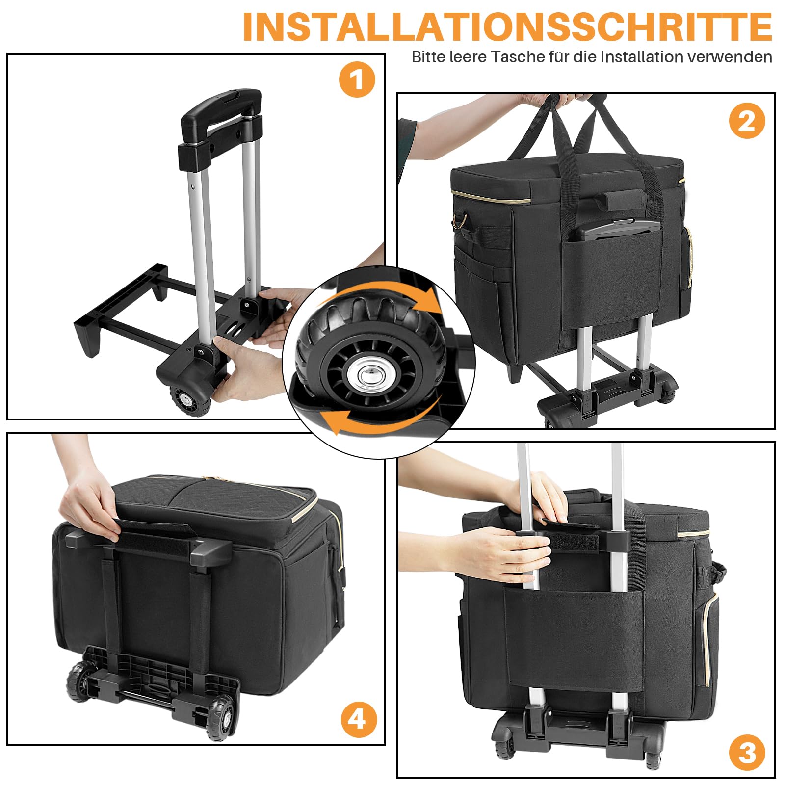 SUNDOY Sac de Travail à roulettes pour Enseignants avec Compartiment Extensible pour Ordinateur Portable jusqu'à 17,3", Noir, 42x23x35-ZM, Pied-de-Poule