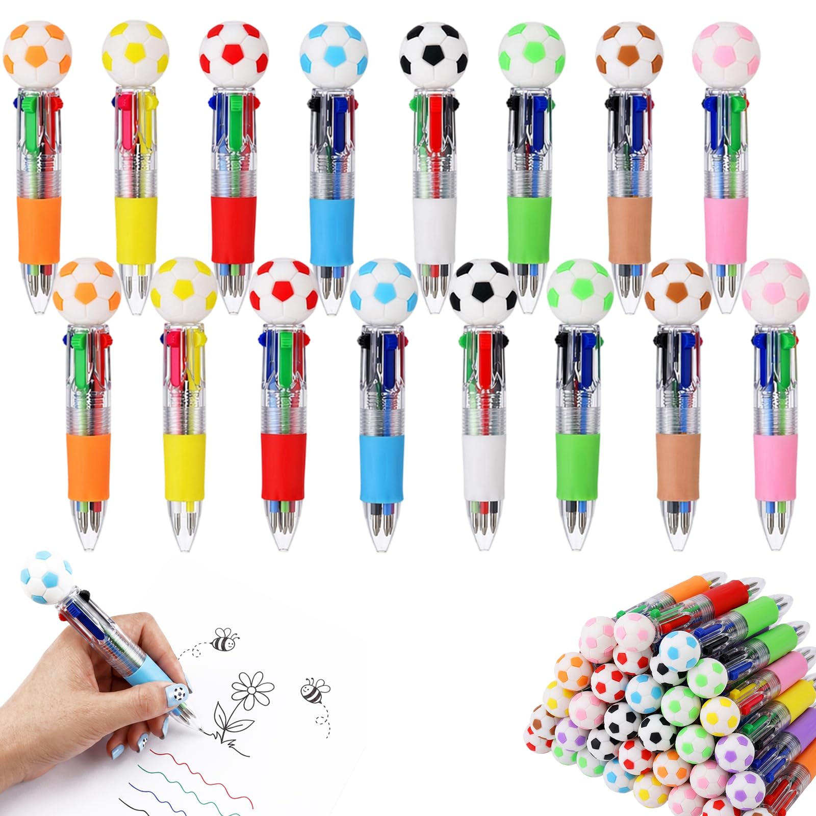 IAndhy 16 Pcs Football Pens, Football Party Bags Fillers for Sports Events and Celebrations, World Cup Party Bag Fillers with Football Themed Writing Instruments