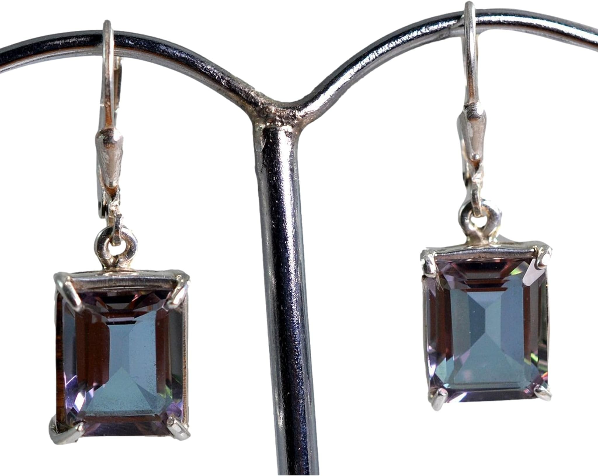 100% Color Change Lab Created Alexandrite 925 Solid Sterling Silver Earrings