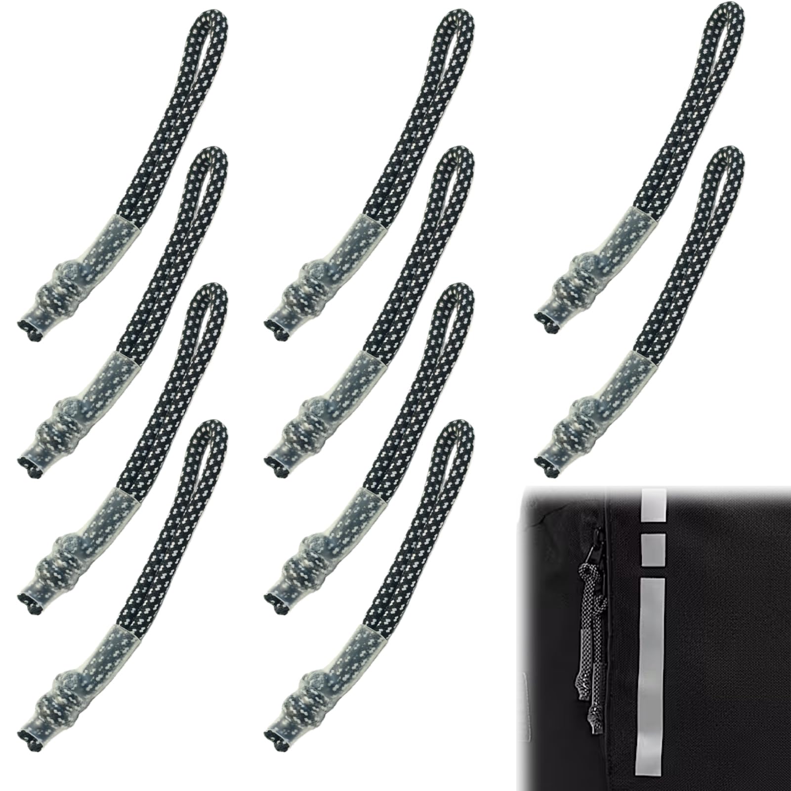 Aphohome 10PCS Paracord Zipper Pull Replacement, Easy-to-Install Knot Design, High-Strength Braided Cord for Luggage, Jackets, Coats