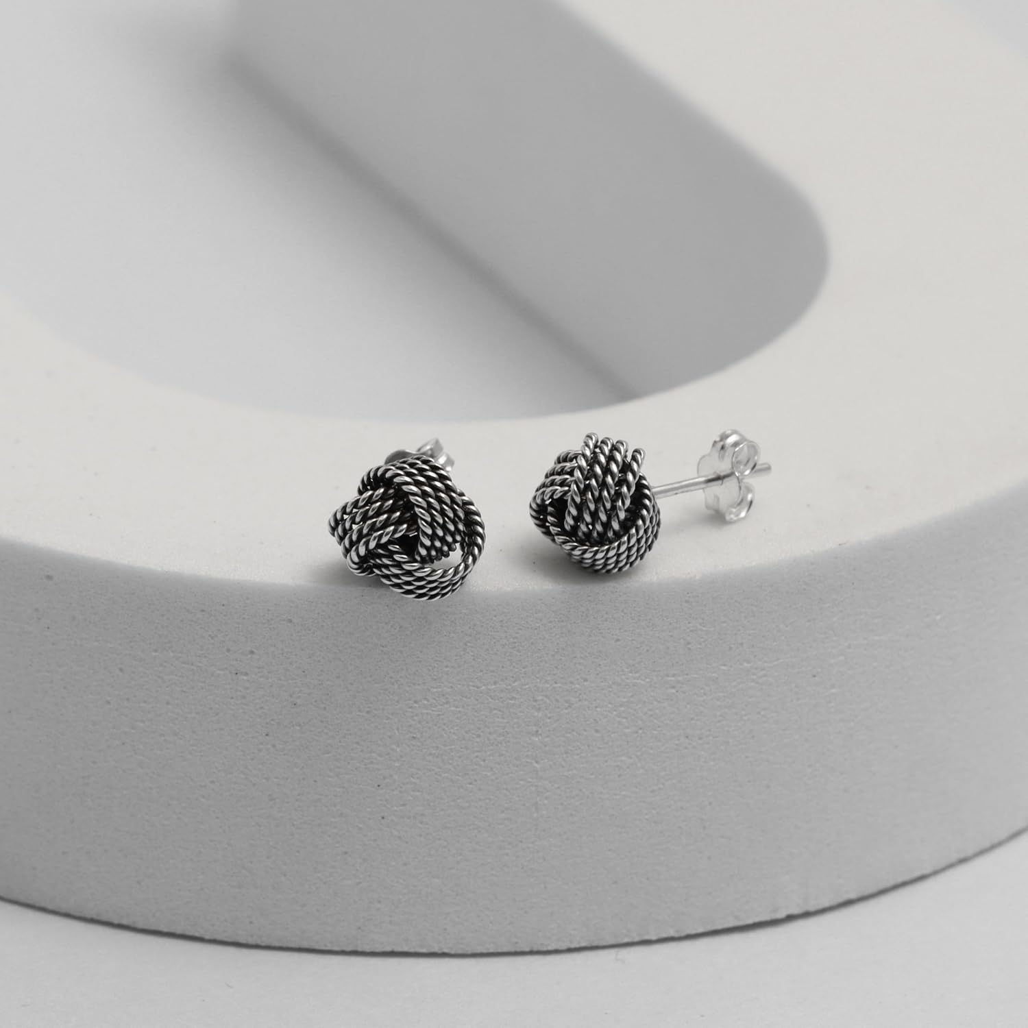 LeCalla Sterling Silver Love Knot Stud Earrings - Lightweight Italian Design Twisted Earrings for Women - Image 6