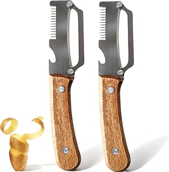 3 in1 Stainless Steel Vegetable Peeler Wooden Handle Opener Kitchen Tool2pcs