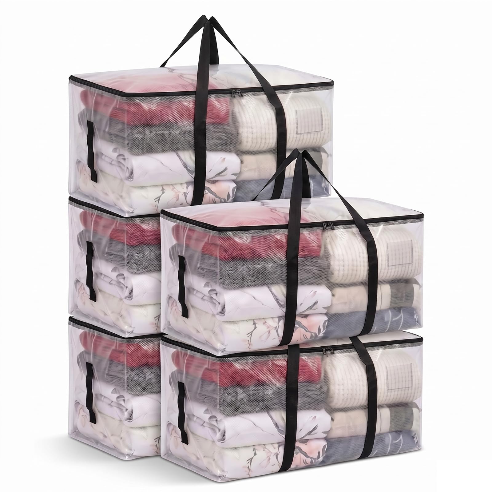 SUOHINAO Large Storage Bags Heavy Duty,Strong Storage Bags for Moving,Clear Moving Bags Extra Large Strong-5 Pack