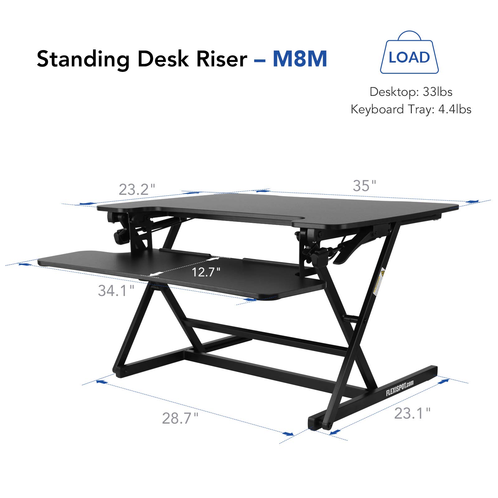 FlexiSpot Standing Desk Riser 35" Height Adjustable Desk Tabletop Computer Workstation Sit to