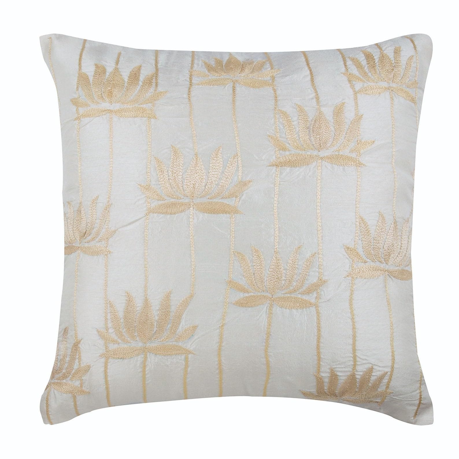 The HomeCentric Decorative Cushion Covers 45 x 45 cm Ivory, Silk Throw Cushion Covers, Cushion Covers, Contemporary Cushion Covers - Lotus Serene โ image 1