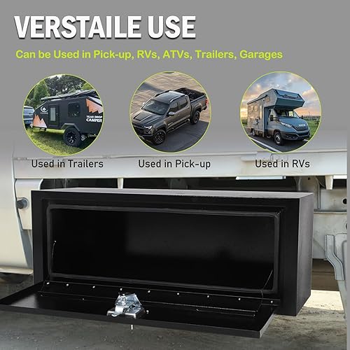 Miniatura 5 de Caja de herramientas para camión de 30 pulgadas con cerradura de mango en T, organizador de almacenamiento de camiones resistente, caja de