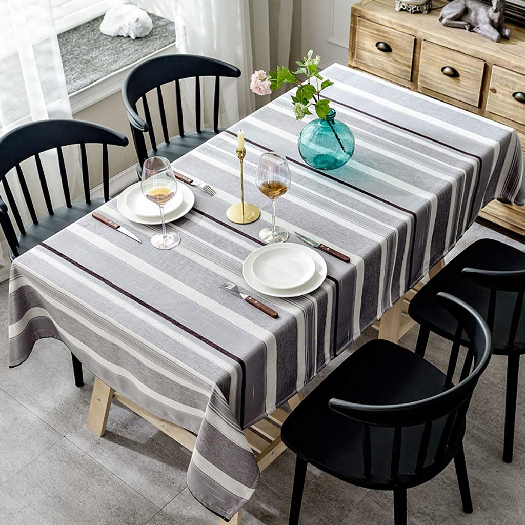 Nappe rayée en coton et lin pour de chaleureux repas en famille