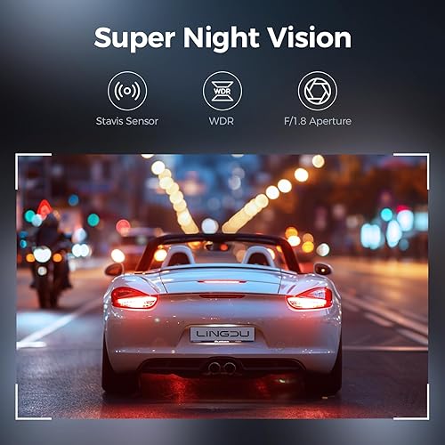 Miniatura 4 de LD06 5G WiFi Dash Cam frontal y trasera, cámara de tablero 5K para automóviles con tarjeta SD de 64 GB, control de voz de visión nocturna, GPS