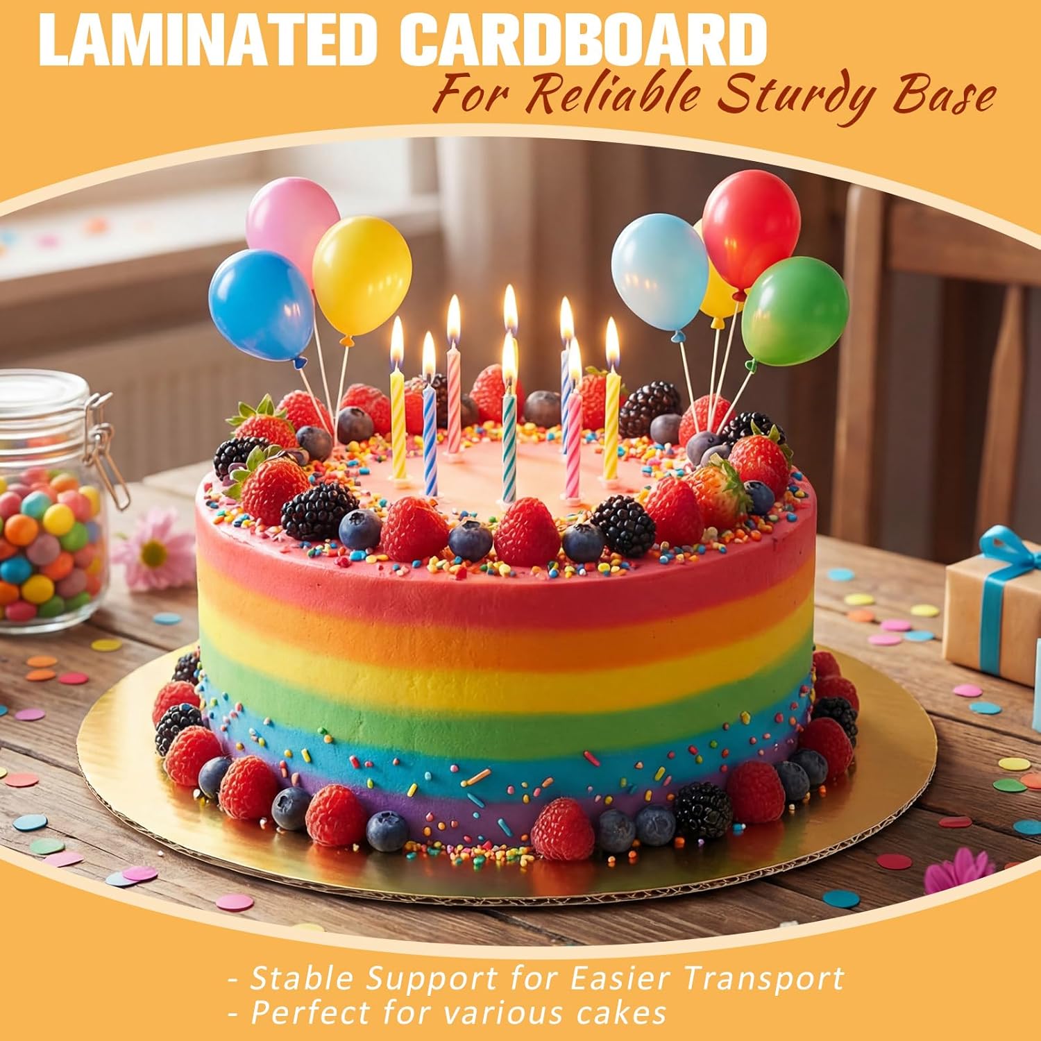 100 Pack Round Cake Boards, Cardboard Cake Circles, Greaseproof & Sturdy Disposable Boards for Baking, Pizza, Desserts & Party Supplies(Gold,12 Inches)