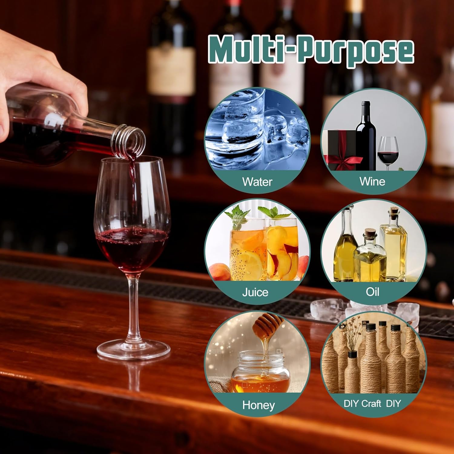 27 Pcs 15 oz Plastic Long Neck Bottle with Screw Caps Homemade Wine Containers Empty Clear Liquor Wine Bottles for DIY Craft Decoration Condiment Vanilla Extract Coquito Limoncello Drinks