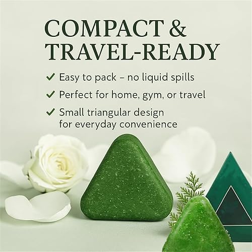 Miniatura 2 de Seoulglow - Jabón para el crecimiento del cabello con hojas de ciprés, barra de champú Nature Triangle con hierba Usman, champú sólido de hierbas