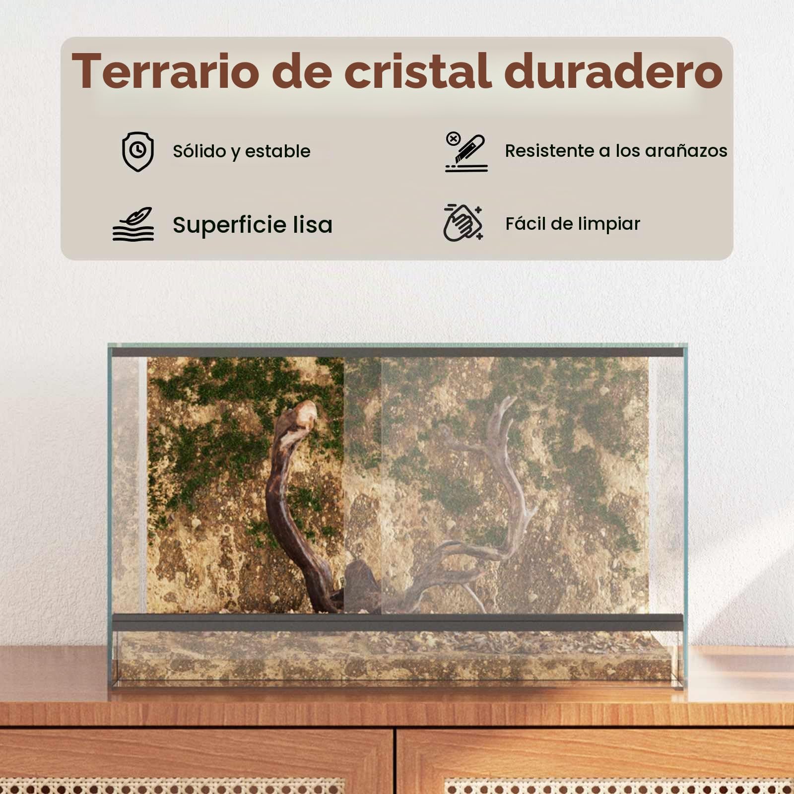 vidaXL Terrario Transparente 50 x 30 x 30 cm Cristal, Terrario de Vidrio Moderno, Refugio Resistente, hábitat 360°, hogar Transparente para Animales