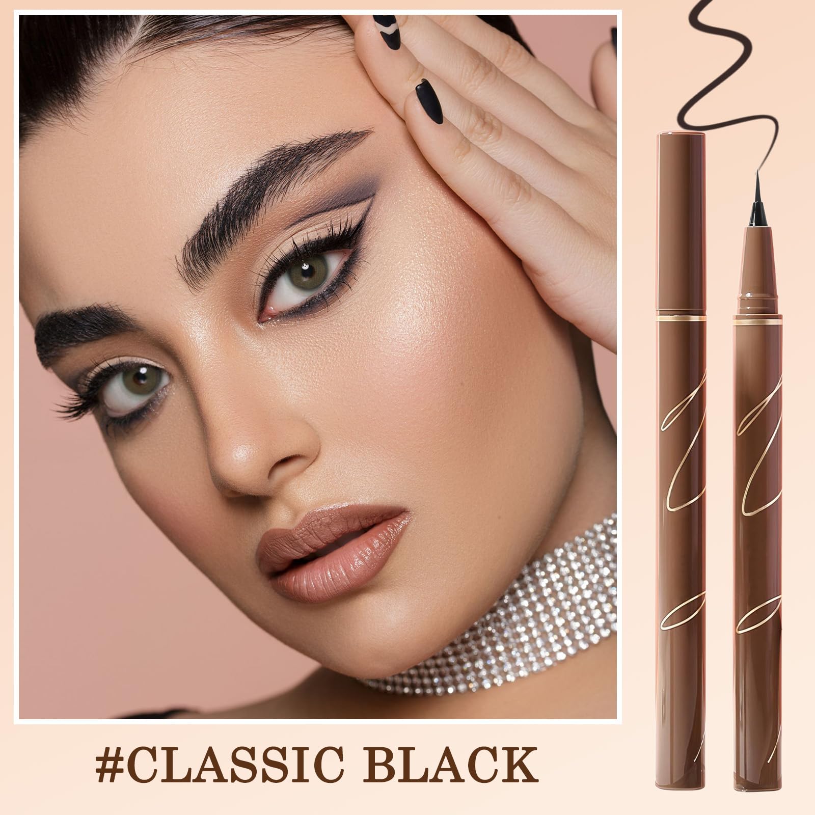 Waterproof Liquid Eyeliner Pen, Black, Ultra-Fine Precision Tip For Winged & Artistic Eye Makeup, Long-Lasting, Quick-Dry - Image 2