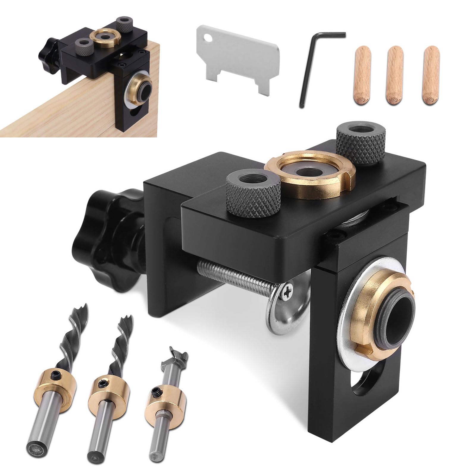 Towwoo 8/10/15 MM Localizador de Perforación 3 en 1, Posicionador de Bolsillo Kit de Plantilla de Agujero de Bolsillo Herramientas Carpinteria Kit de Plantilla de Orificios de Aluminio
