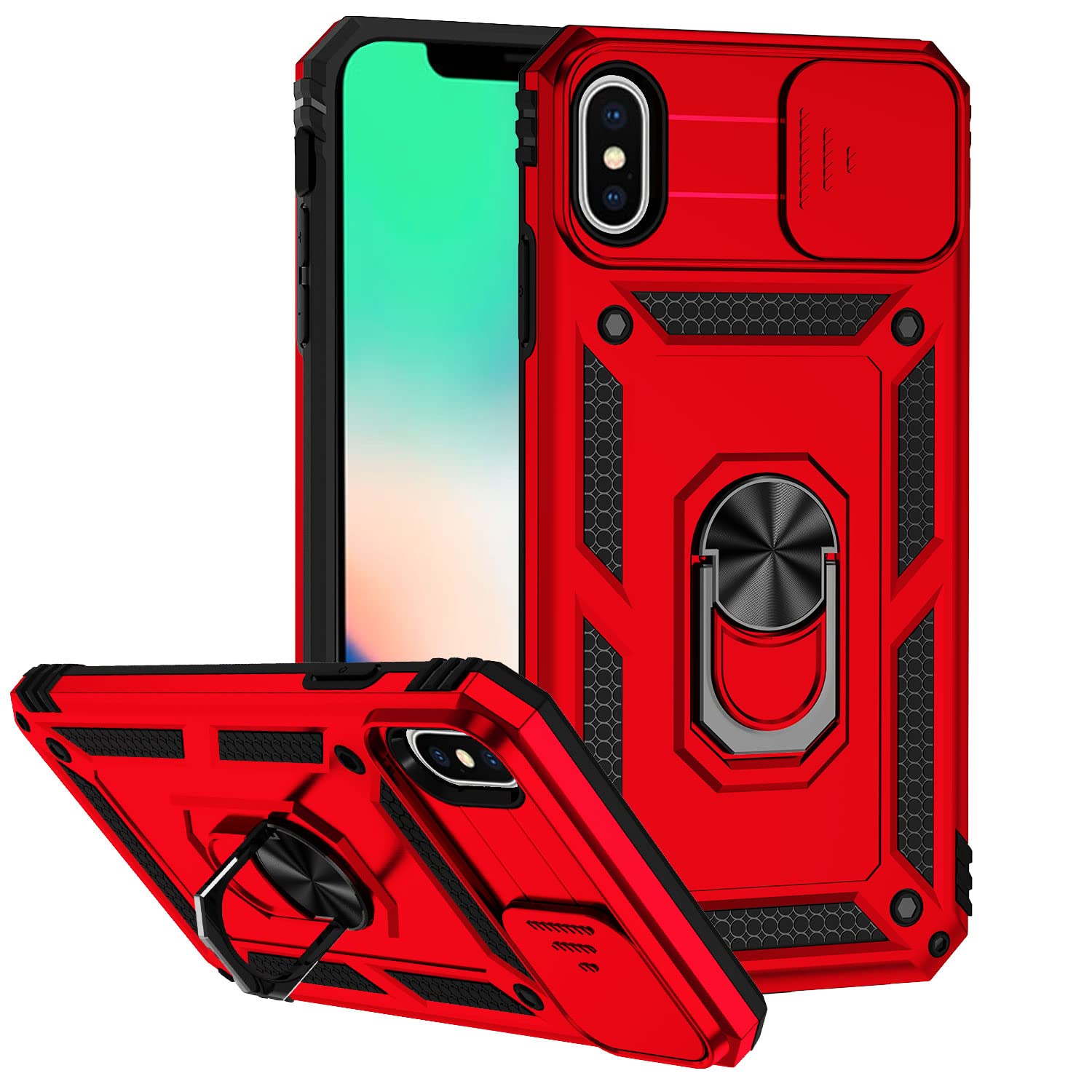 Hitaoyou iPhone Xs Max Case with Lens Protection, iPhone Xs Max Case with Camera Cover & Kickstand Military Grade Shockproof Heavy Duty Protective