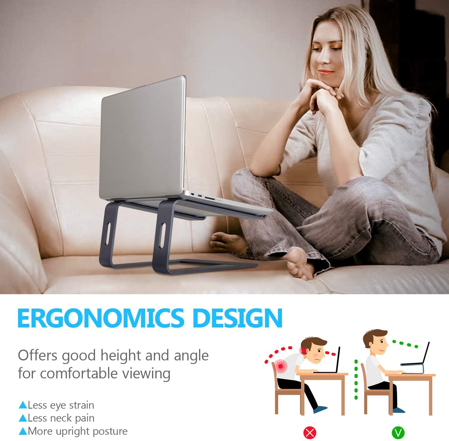 🔥 Hot Deals Laptop Stand, Detachable Aluminum Computer Notebook Holder Stand for Desk, Ergonomic Laptop Riser Portable Laptop Elevator Compatible with Apple MacBook Air Pro, HP, Dell 10-15.6 PC (Black)