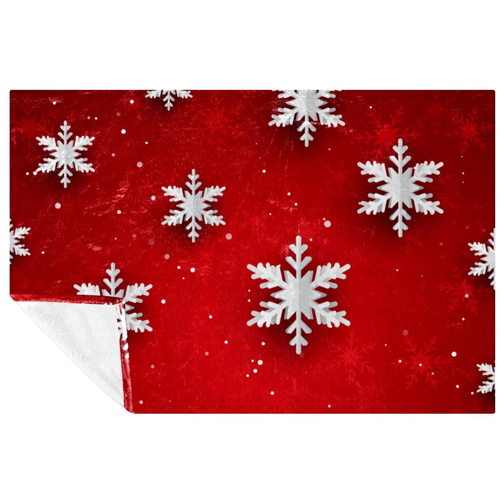 Couverture de Noël flocons de neige 3D 150x100 cm douce pour lit et canapé