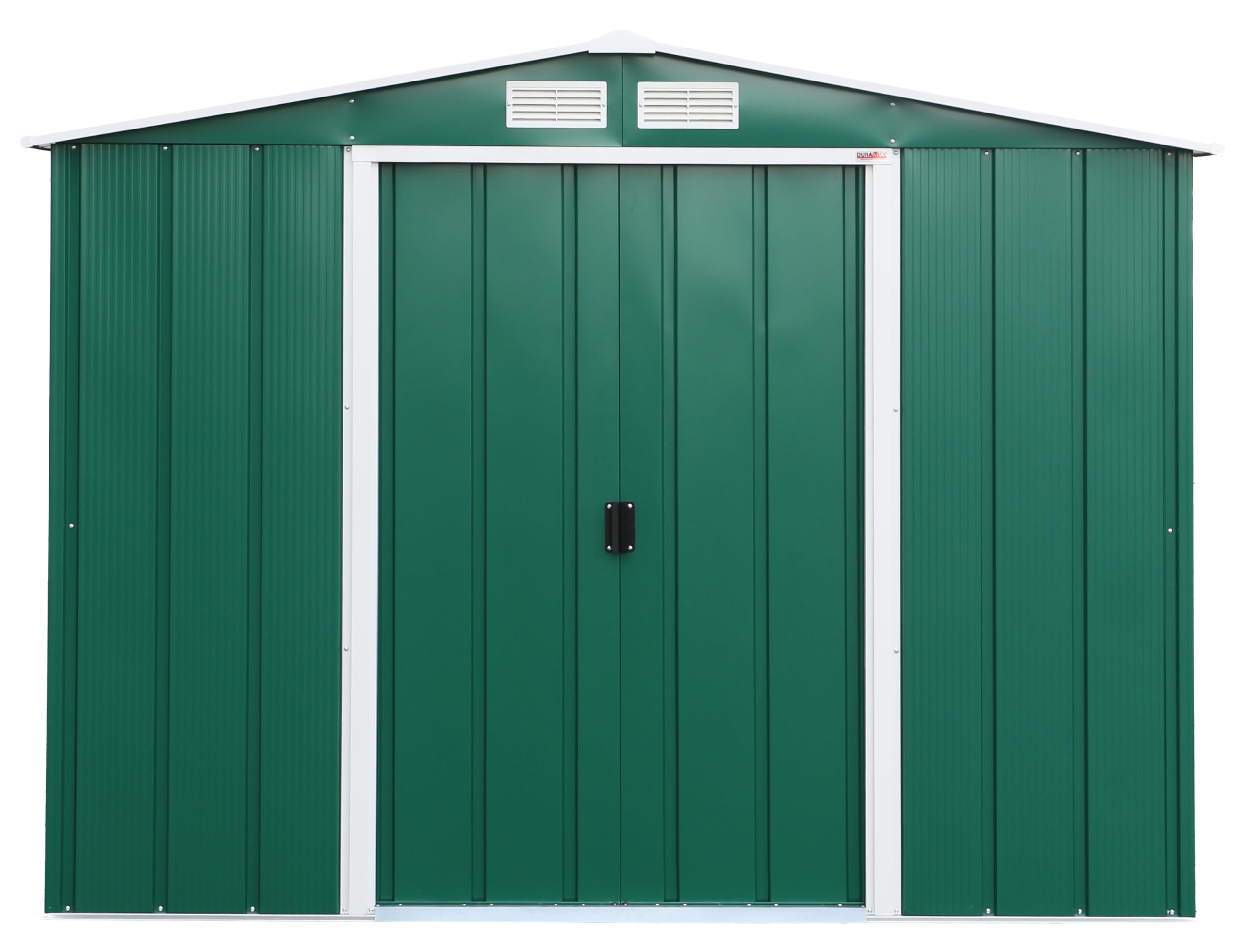Duramax ECO 8 x 8 (5.89 m²) Metallgerätehaus, feuerverzinktes Metall gerätehaus - Geräteschuppen, verstärkte Dachkonstruktion, wartungsfreier und wetterfester Metallschuppen, Grün