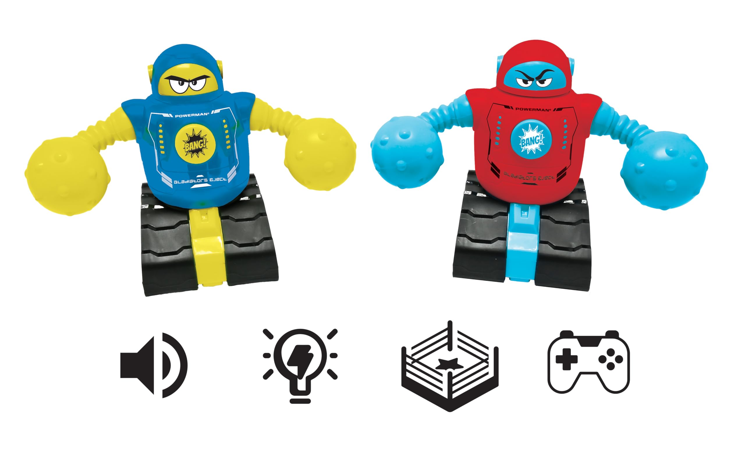 Lexibook, Powerman Robots Gladiadores Eject, ROBDUO2 | Robots batalla RC, modo duelo, luz y sonido, azul/rojo