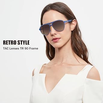 Lightweight TAC Polarized Tinted Classic Vintage Retro 70s Sunglasses, TR-90 Frame for Women Men, UV 400 Protection