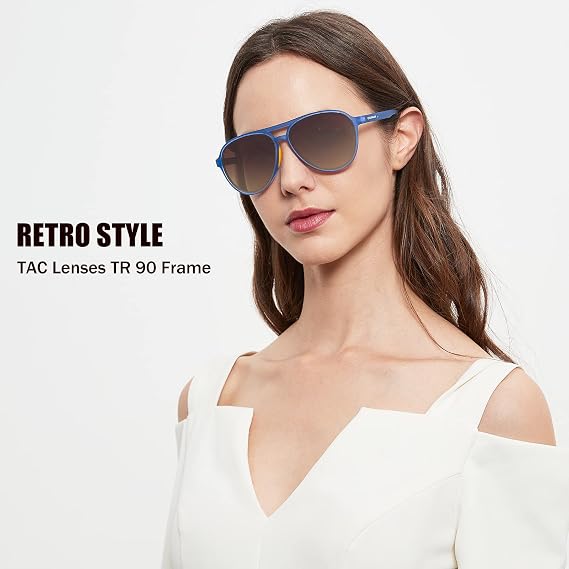 Lightweight TAC Polarized Tinted Classic Vintage Retro 70s Sunglasses, TR-90 Frame for Women Men, UV 400 Protection