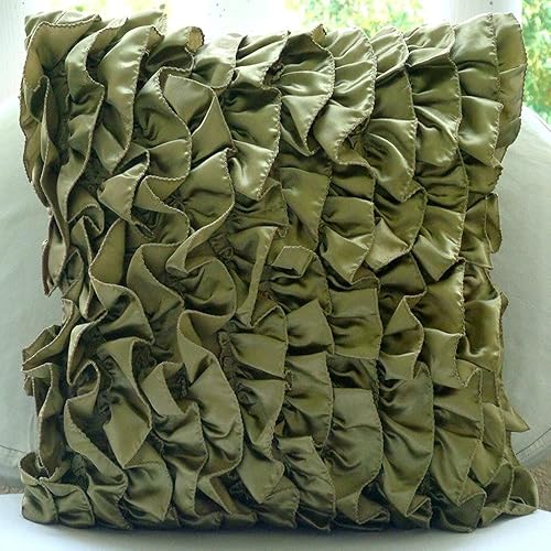 Miniatura 2 de The HomeCentric Funda de almohada decorativa, fundas de almohada decorativas verde oliva de 16 x 16 pulgadas (15.7 x 15.7 in), almohadas de satén