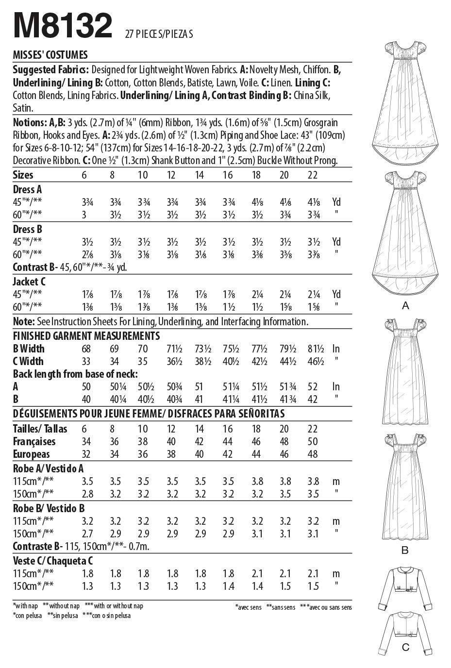 McCall's M8132E5 Misses Costume M8132E5-Costume da Donna, E5 (14-16-18-20-22)