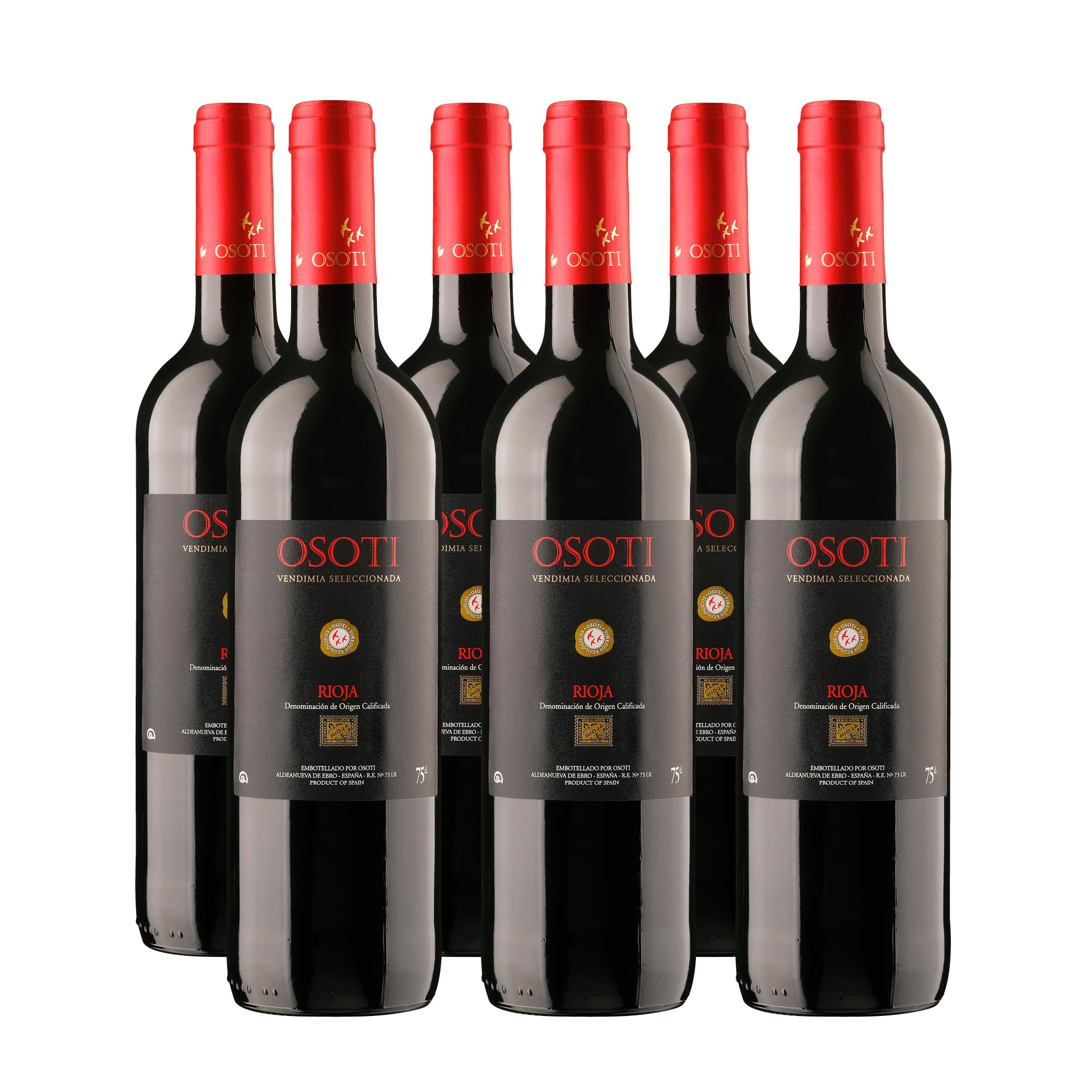 DELINAT Osoti Vendimia Seleccionada 2023 – Spanischer Bio-Rotwein trocken | Vegane Cuvée aus Tempranillo und Garnacha, in Barrique ausgebaut und säurearm aus Rioja 6 x 0,75l