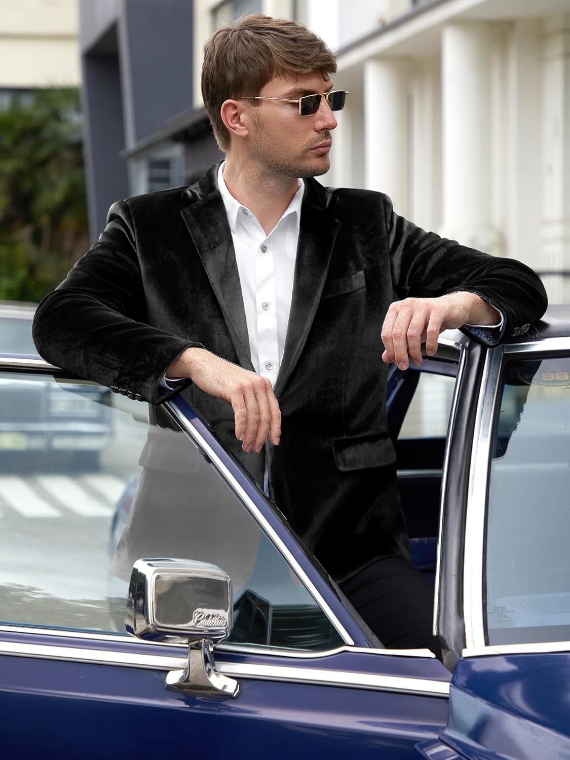 WEEN CHARM Velvet Blazer for Men Slim Fit One Button Sport Coat Tuxedo Jacket for Prom Wedding Party Dinner - Image 2