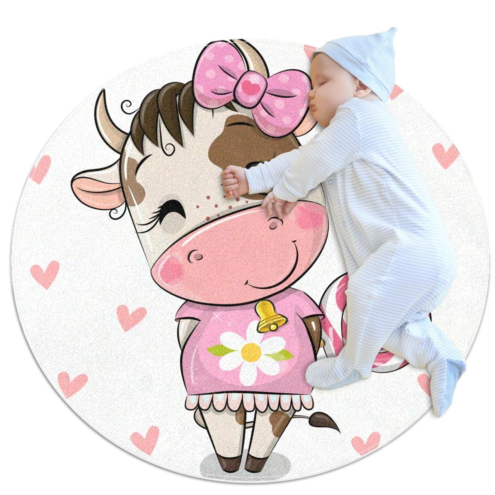 Tapis vache dessin animé JDEZ tapis de sol de salle de bain 70x70cm